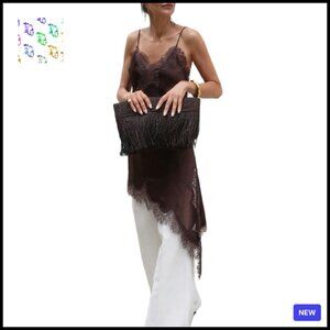 Satin Lace Trim Camisole Y2K Asymmetrical Layering Top Chic Party Wear